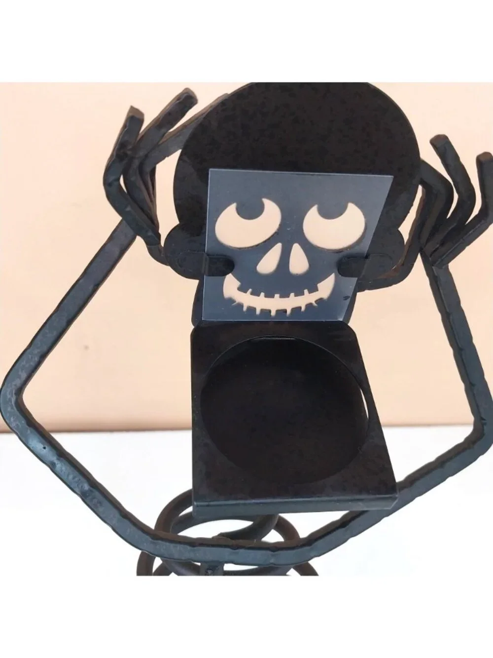 Partylite Mr. Bones Metal Skeleton Candleholder Skull Head Figurine Black 12